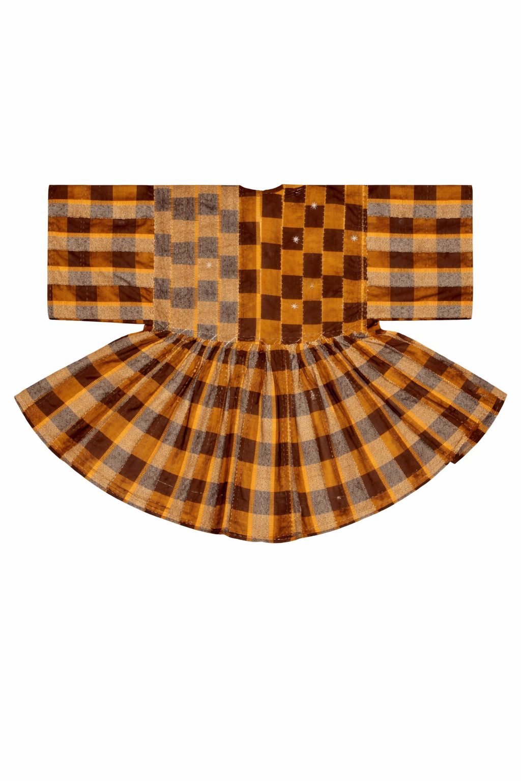 Heritage Mustard Check Fugu Peplum Top