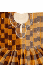 Heritage Mustard Check Fugu Peplum Top