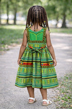 Elegant Girls Ankara Flare Dress with Bow Detail