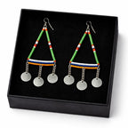 Handmade African Beaded Triangle Drop Earrings