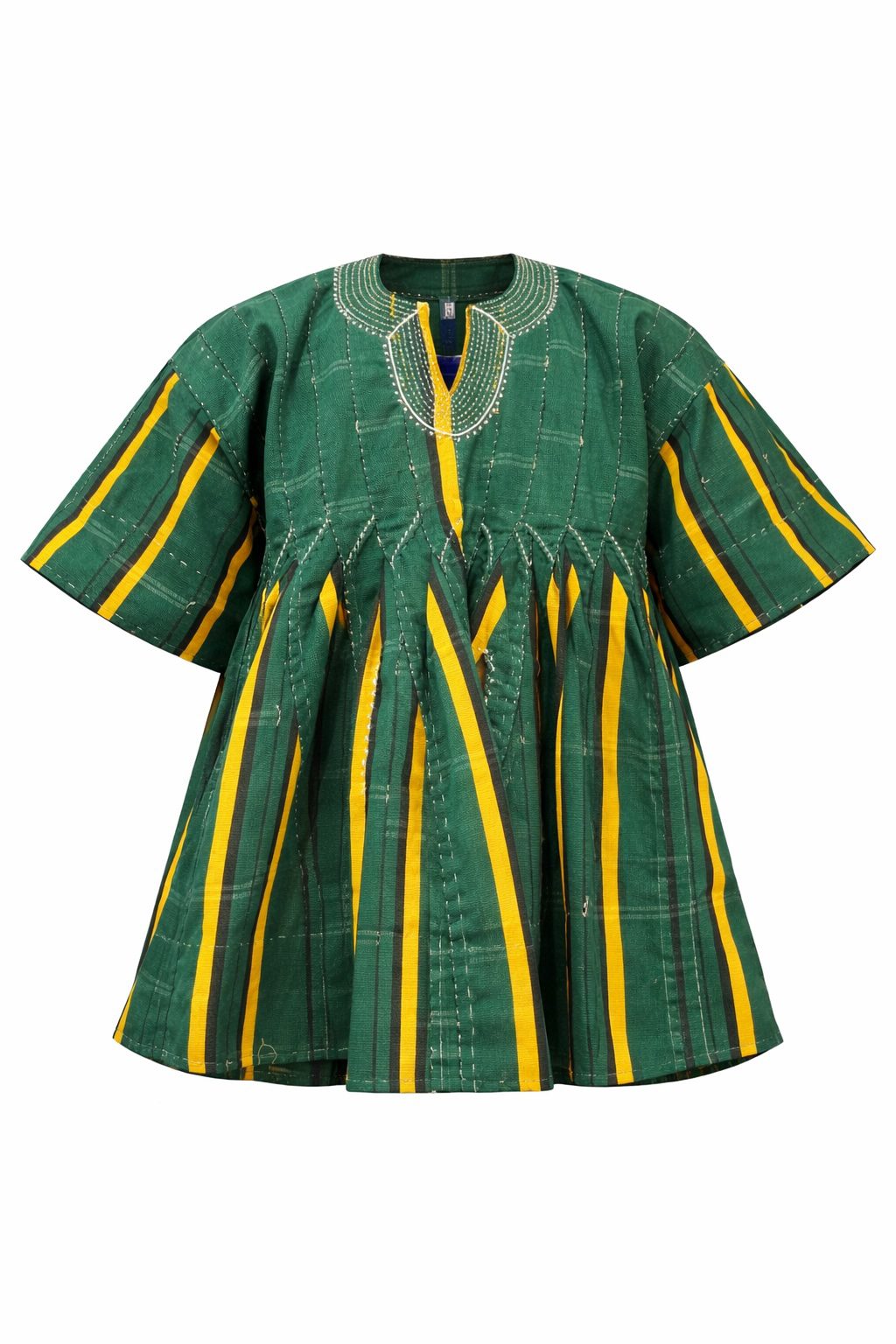 Green African Fugu Top – Handwoven Batakari Style Smock