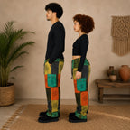 Unisex African Patchwork Cargo Trousers – Boho Wide Leg Festival Pants