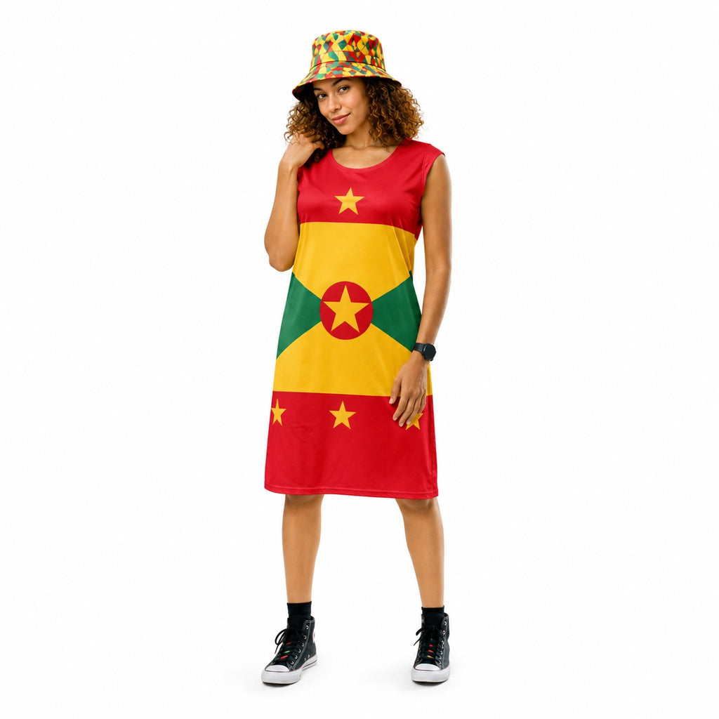 Grenada Flag Dress | Sleeveless Bodycon Shift Dress