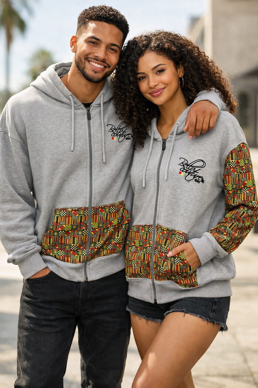Unisex Afro-fusion Zip Hoodie - Contemporary Cultural Streetwear