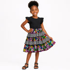 Girls Multicoloured Floral African Print Layered Skirt