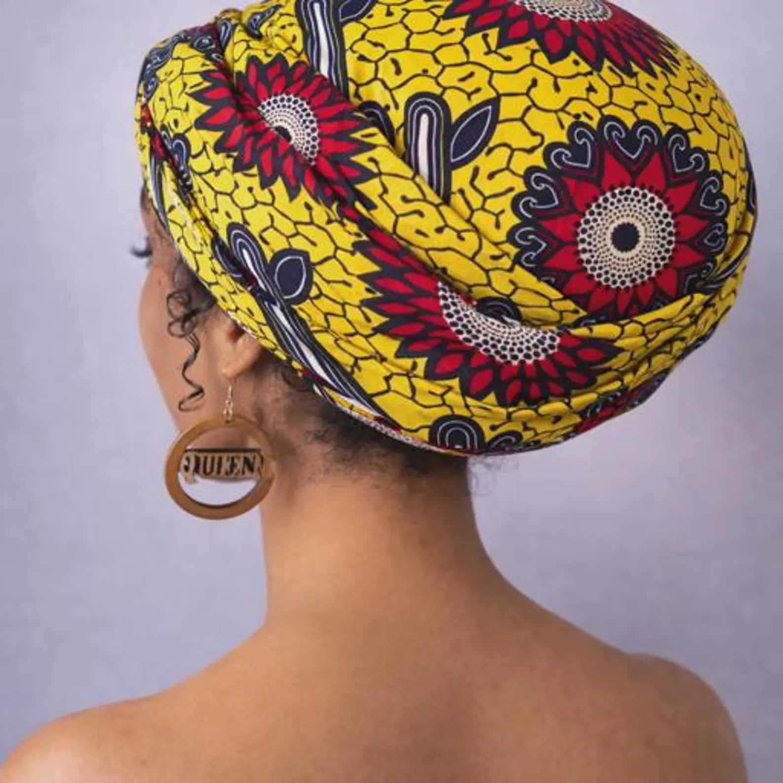 Yellow African Print Elastic Headwrap for Women