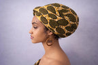 Mustard and Olive African Print Elastic Headwrap for Women