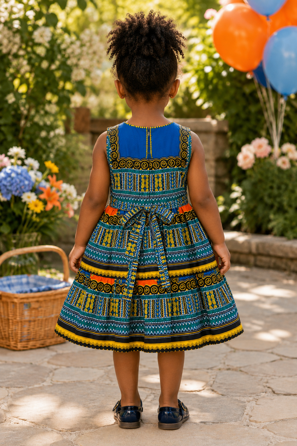 Girls Multicoloured Ankara Tiered Dress – African Print Party & Summer Dress
