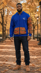 Afro-Fusion Hoodie – Unisex Ankara Print Blue Pullover Hoodie