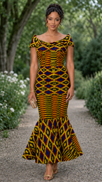 Amara African Print Mermaid Maxi Dress for Women