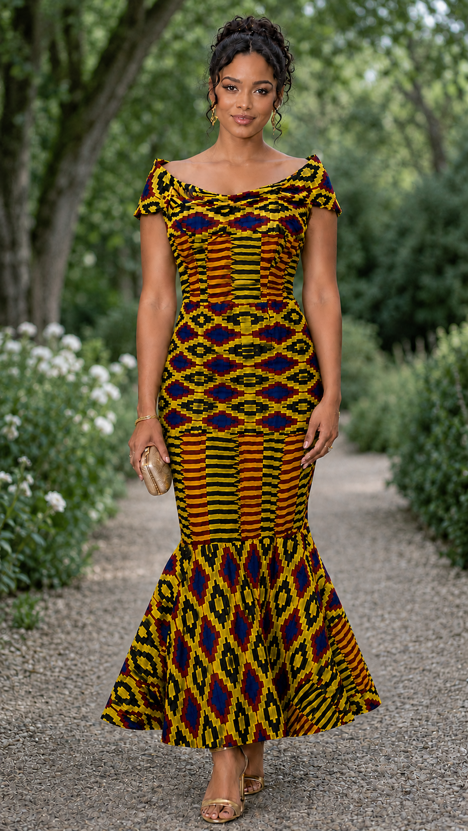 Amara African Print Mermaid Maxi Dress for Women