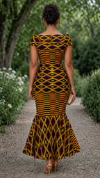 Amara African Print Mermaid Maxi Dress for Women