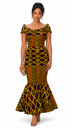 Amara African Print Mermaid Maxi Dress for Women