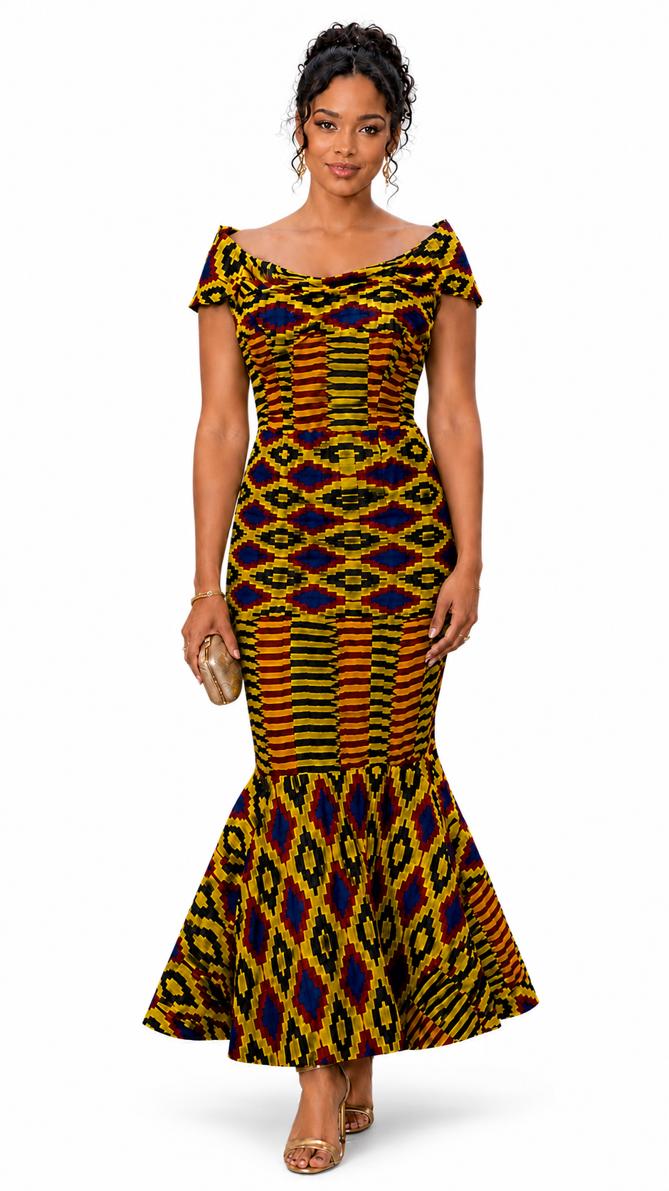 Amara African Print Mermaid Maxi Dress for Women