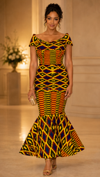 Amara African Print Mermaid Maxi Dress for Women