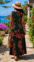 Nia African Print Sleeveless Maxi Dress