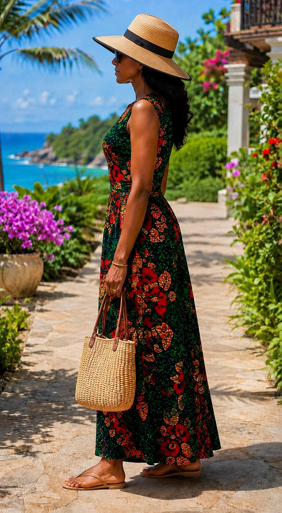 Nia African Print Sleeveless Maxi Dress
