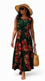 Nia African Print Sleeveless Maxi Dress