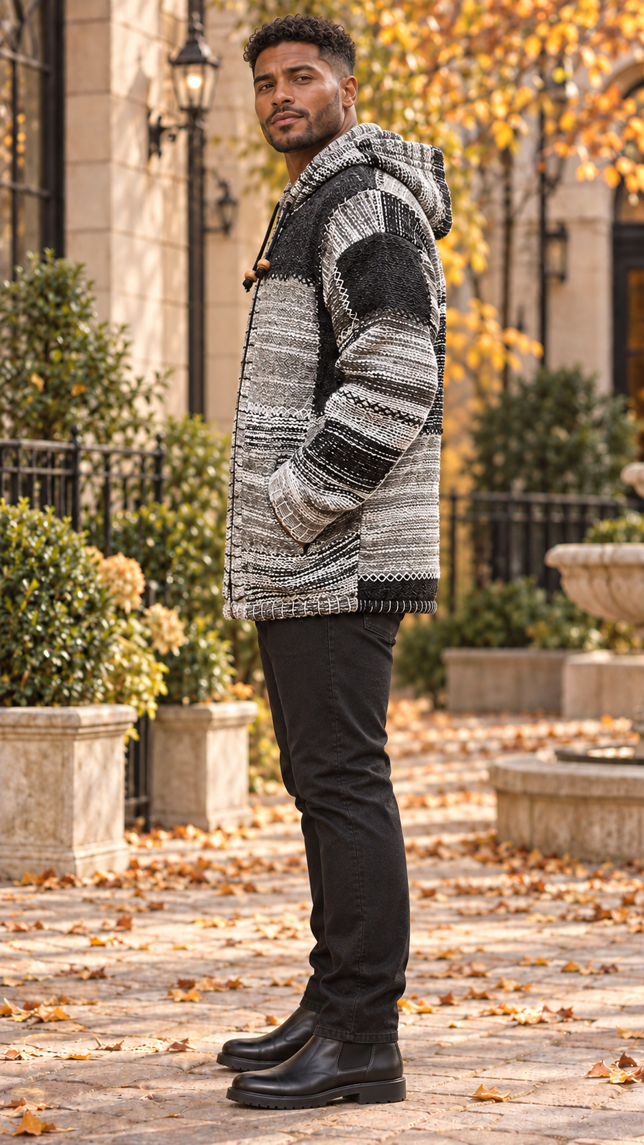 Woolen Hoodie Jumper in Grey Hues Quality Handmade