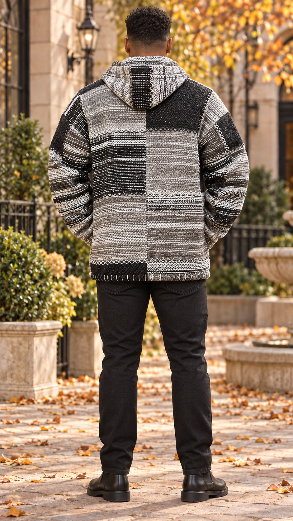 Woolen Hoodie Jumper in Grey Hues Quality Handmade