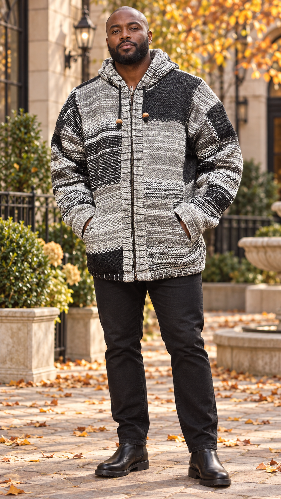 Woolen Hoodie Jumper in Grey Hues Quality Handmade