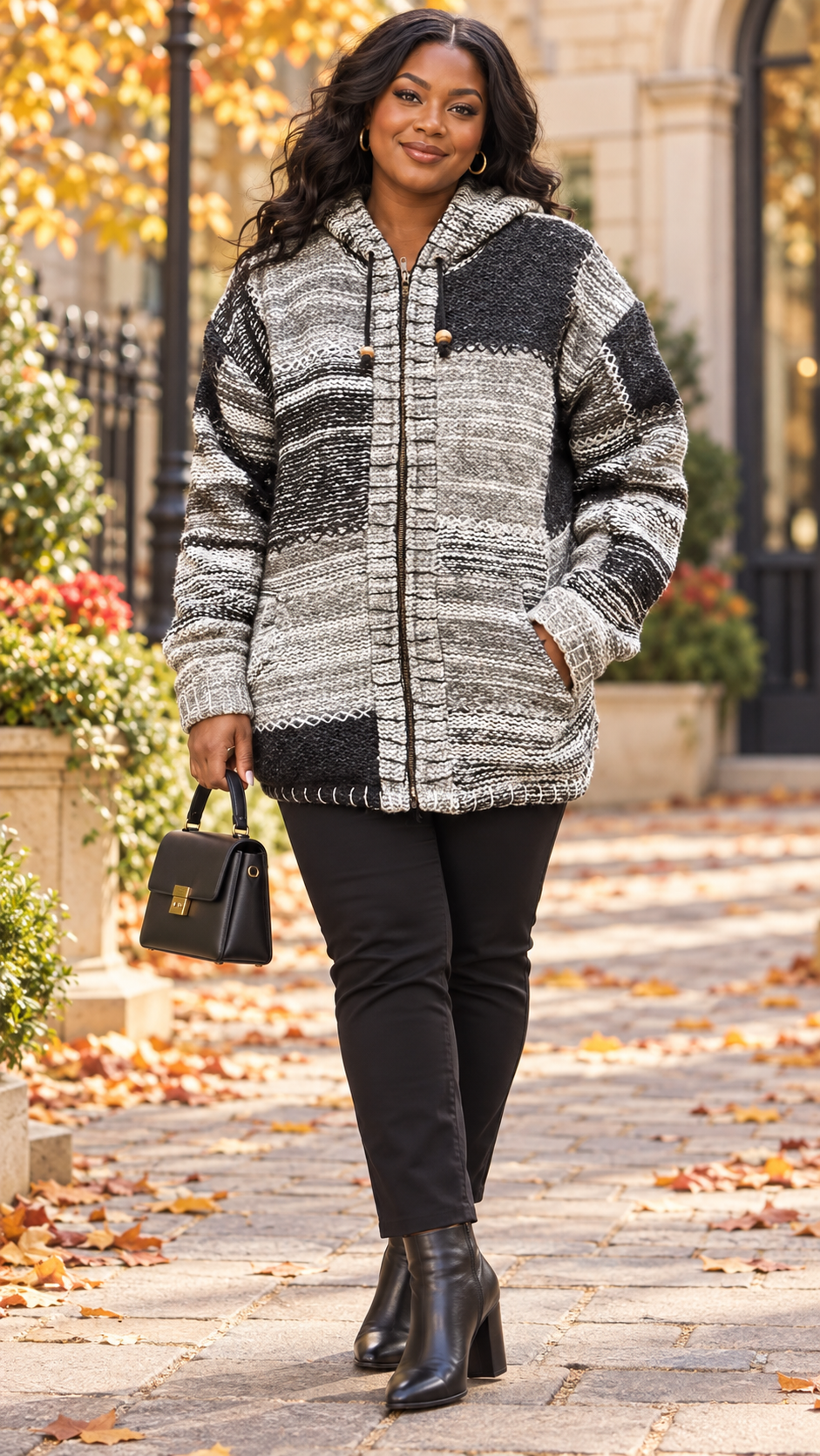 Woolen Hoodie Jumper in Grey Hues Quality Handmade