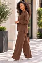 Women’s Collared Top & Wide-Leg Trouser Set