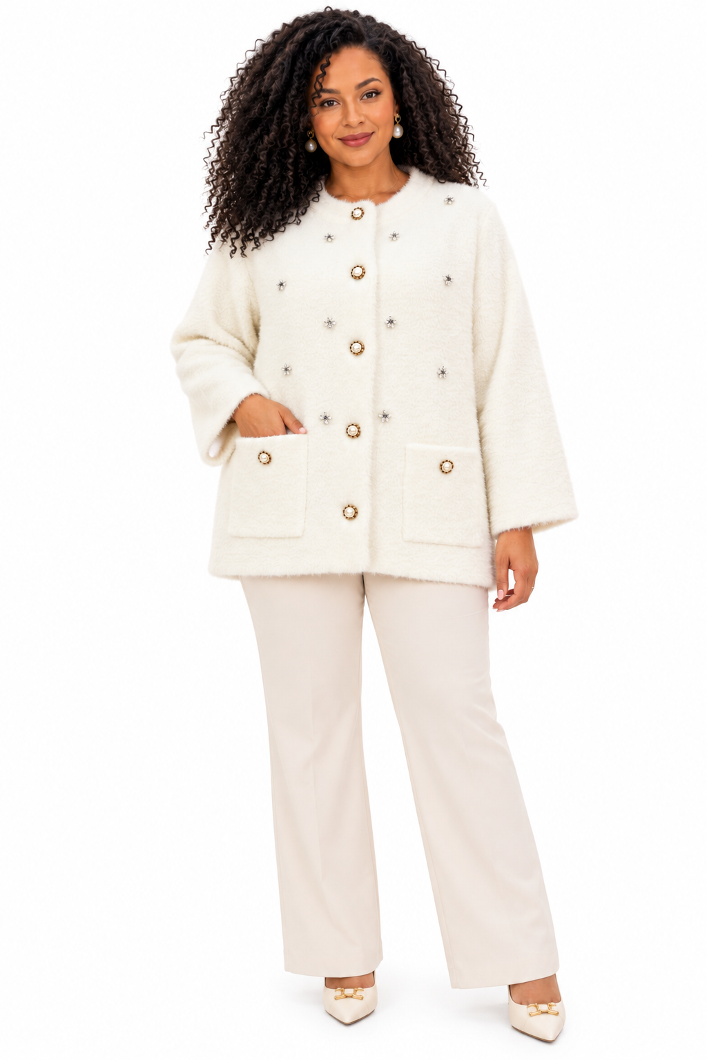 Women’s Embellished Button-Front Jacket