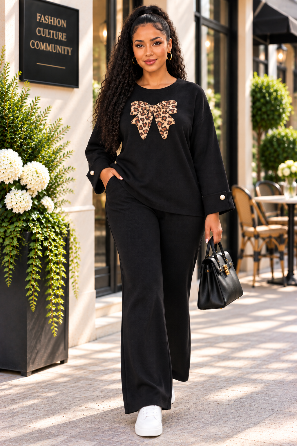 Women’s Collared Top & Wide-Leg Trouser Set
