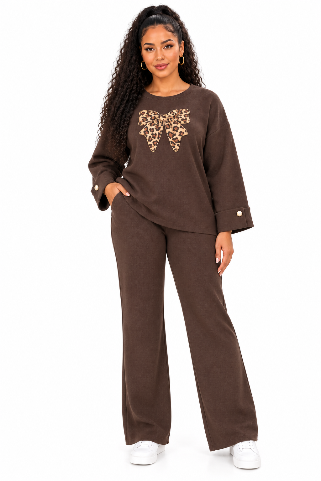 Women’s Collared Top & Wide-Leg Trouser Set