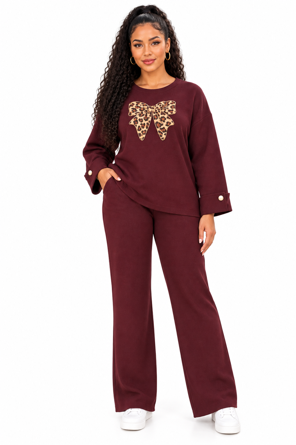 Women’s Collared Top & Wide-Leg Trouser Set