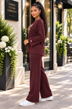 Women’s Collared Top & Wide-Leg Trouser Set