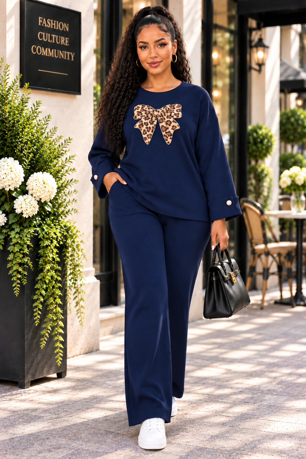 Women’s Collared Top & Wide-Leg Trouser Set