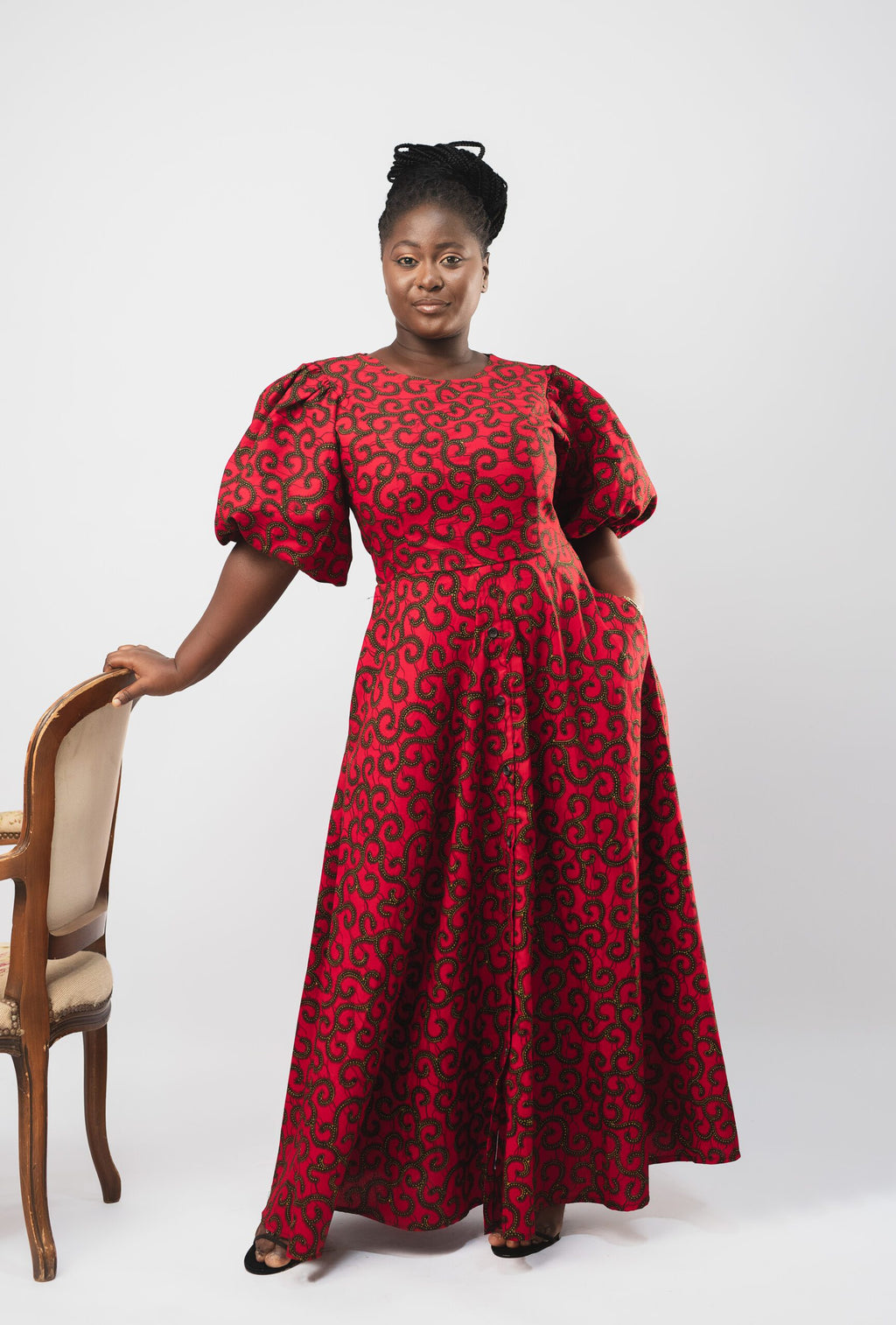 Alemayehu Ankara Puffy Sleeve Dress