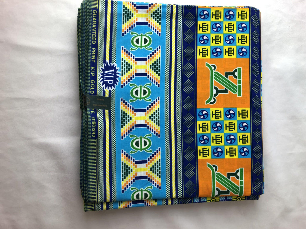 African Ankara Multi Abstract Boxy Style 6 Yards VIP Fabric