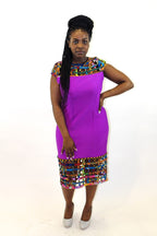 Michelle African Print Net Hem Bodycon Dress