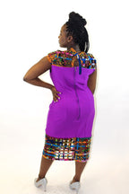 Michelle African Print Net Hem Bodycon Dress
