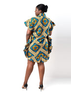 Destiny Ankara African Print Shirt Dress With Flared Trim