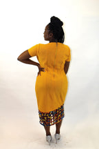 Yellow Bodycon Ankara Mesh Dress