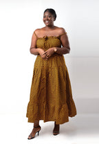 Sibongile Yellow & Black Ankara Full Length Maxi Dress