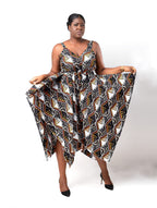 Rehema Black & Multi V-neck Ankara Jumpsuit