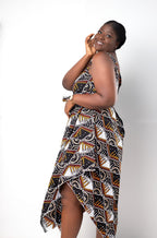Rehema Black & Multi V-neck Ankara Jumpsuit