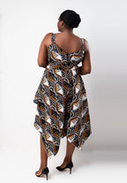 Rehema Black & Multi V-neck Ankara Jumpsuit