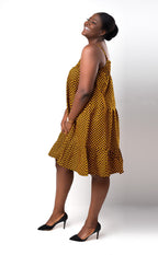 Esi Yellow Midi Length Voile Strappy dress