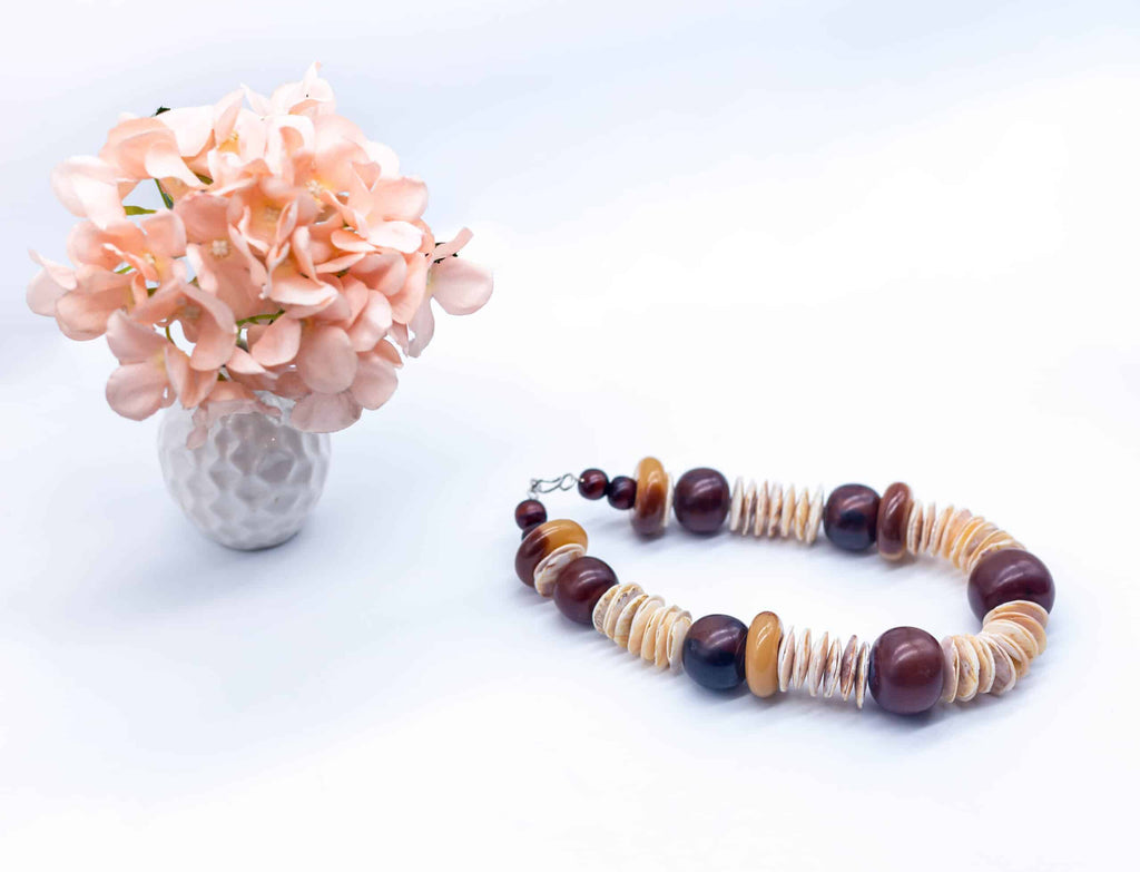 Oratilwe Earthy Big Beaded Shelled Necklace