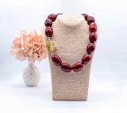 Langa Bold Dark Red Beaded Statement Necklace