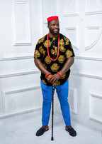 Black and Gold Isi Agu Igbo Nigerian Men Shirt