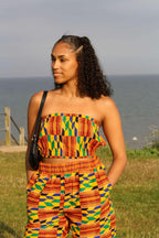 African Kente Bandeau and Joggers Set