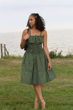 Shirred African Print Summer Strap Dress