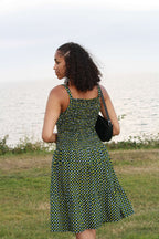 Shirred African Print Summer Strap Dress